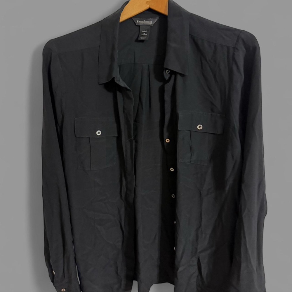 White House Black Market women’s silk Black Shirt Jacket